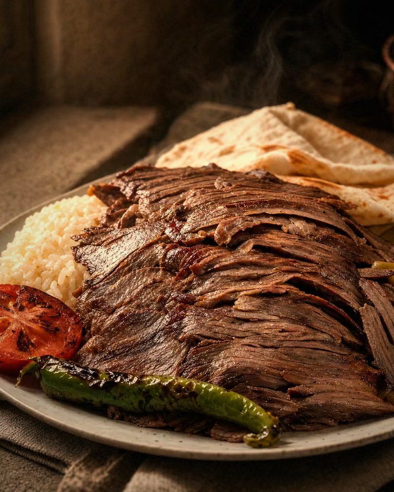 Yaprak Döner auf der Platte, hochformatige Aufnahme